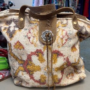 Myra Bag Cream and Brown Floral Tote